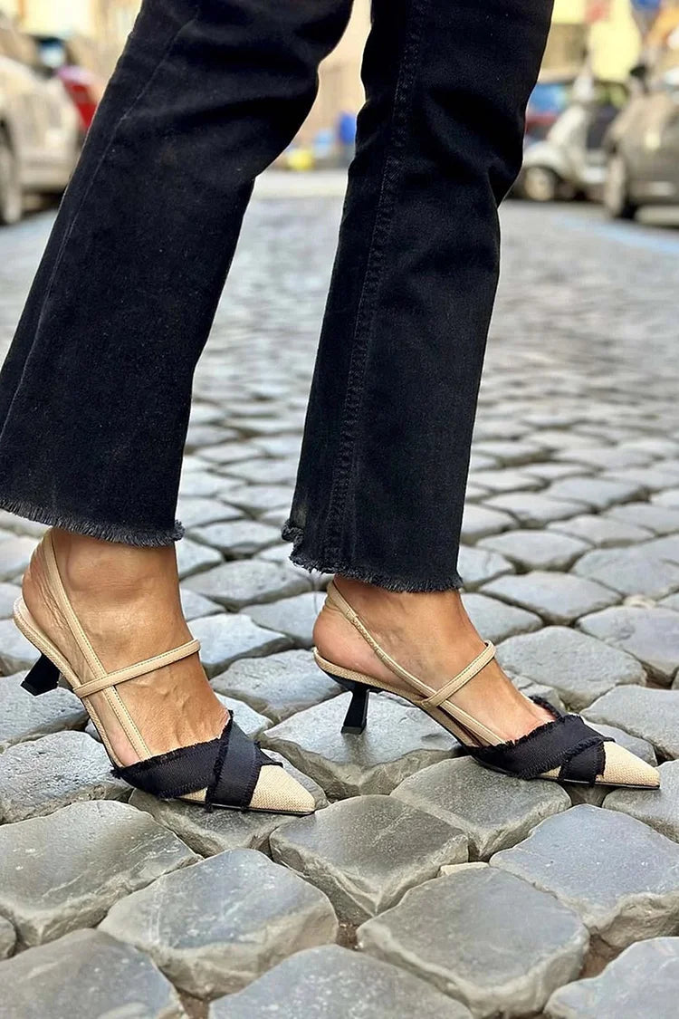 SANDALO SLINGBACK CON TACCO BASSO