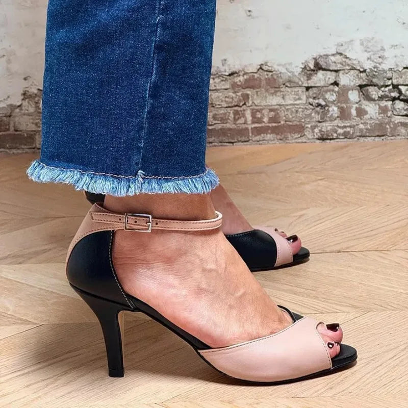 SANDALO ELEGANTE BICOLORE CON CINTURINO